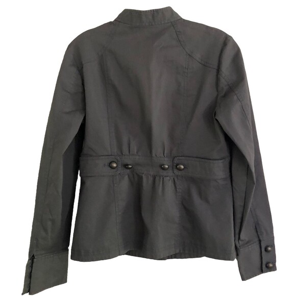 New York Company Gray Military Jacket Womens Sz 6 Y2K Utility Cotton Blazer FLAW - Picture 4 of 15